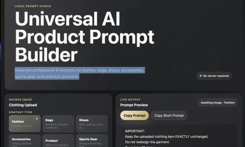 Universal AI Product Prompt Builder screenshot