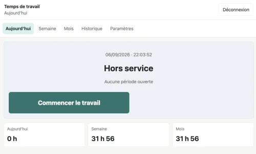Temps de travail screenshot
