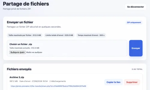 Partage de fichiers screenshot